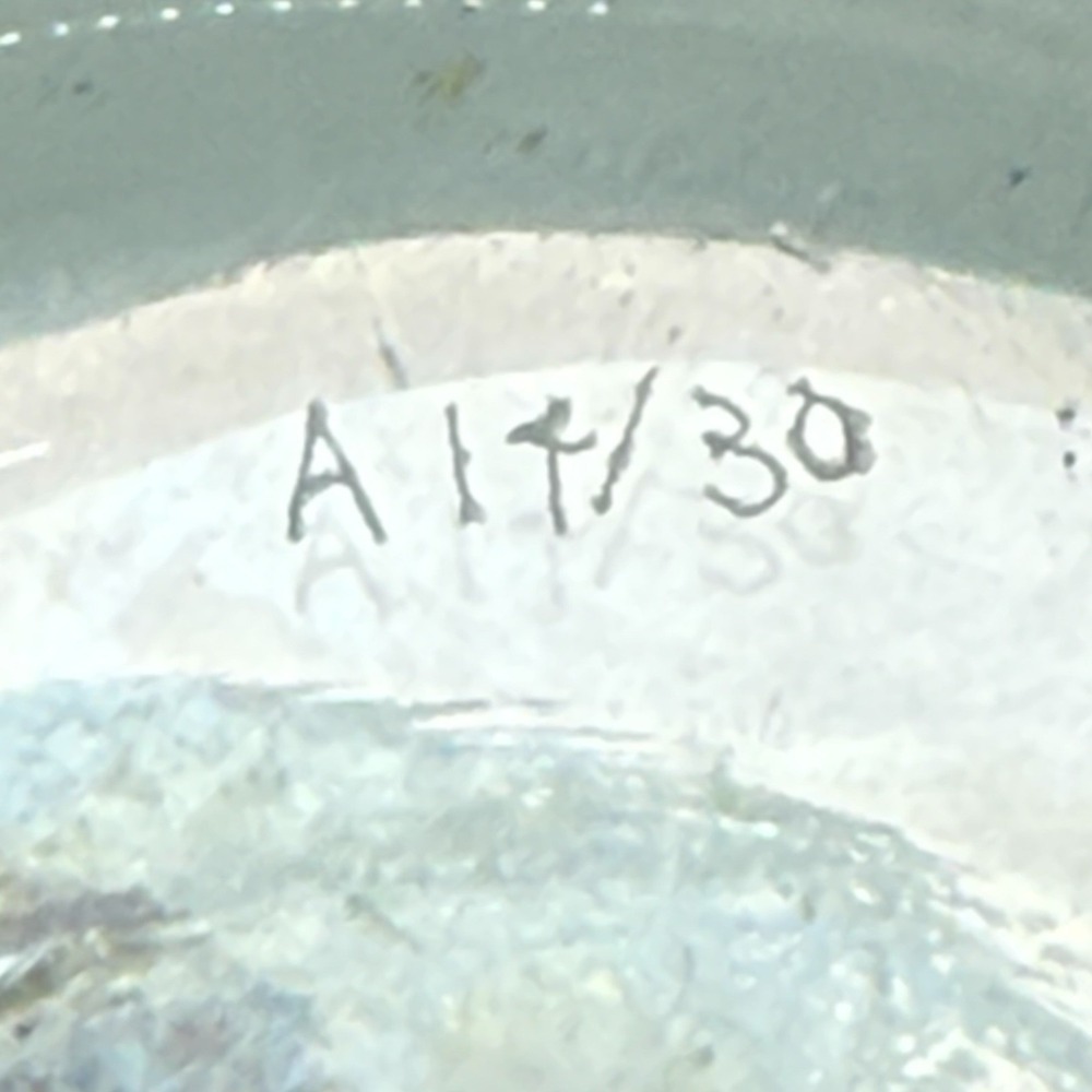 Artisan Handblown Aqua Glass Vase w/ Pewter Sunburst Medallion Signed "A 14/30" - Picture 10 of 10